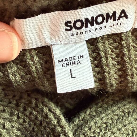 Sonoma Womens L Whimsigoth Green Embossed Brass Anchor Button Tunic Knit Sweater - Picture 7 of 10